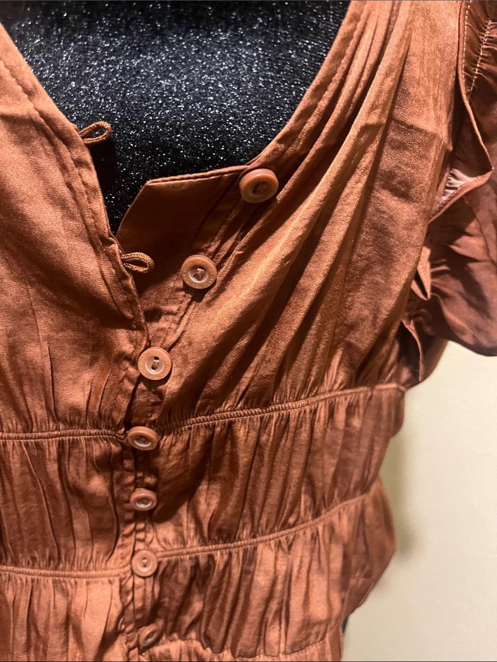 Marc New York Rust Ruffle Button-Front Blouse - Picture 5 of 8